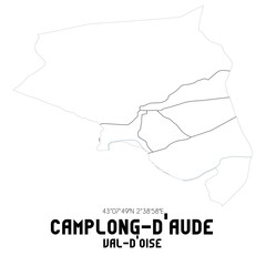 CAMPLONG-D'AUDE Val-d'Oise. Minimalistic street map with black and white lines.