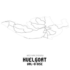 HUELGOAT Val-d'Oise. Minimalistic street map with black and white lines.