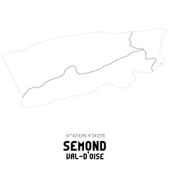 SEMOND Val-d'Oise. Minimalistic street map with black and white lines.