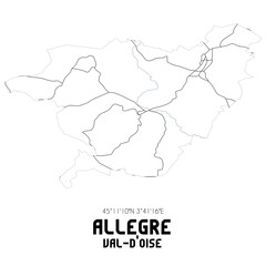 ALLEGRE Val-d'Oise. Minimalistic street map with black and white lines.