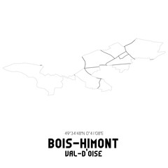 BOIS-HIMONT Val-d'Oise. Minimalistic street map with black and white lines.