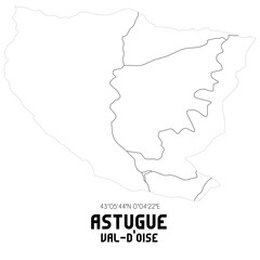 ASTUGUE Val-d'Oise. Minimalistic street map with black and white lines.