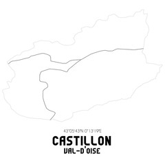 CASTILLON Val-d'Oise. Minimalistic street map with black and white lines.