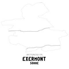 EXERMONT Somme. Minimalistic street map with black and white lines.