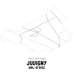 JUVIGNY Val-d'Oise. Minimalistic street map with black and white lines.
