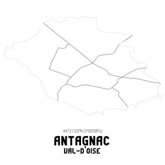 ANTAGNAC Val-d'Oise. Minimalistic street map with black and white lines.