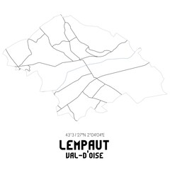 LEMPAUT Val-d'Oise. Minimalistic street map with black and white lines.