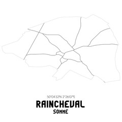 RAINCHEVAL Somme. Minimalistic street map with black and white lines.