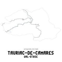 TAURIAC-DE-CAMARES Val-d'Oise. Minimalistic street map with black and white lines.