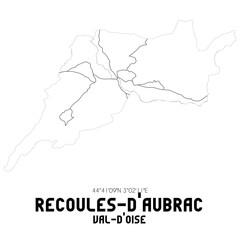 RECOULES-D'AUBRAC Val-d'Oise. Minimalistic street map with black and white lines.