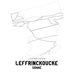 LEFFRINCKOUCKE Somme. Minimalistic street map with black and white lines.