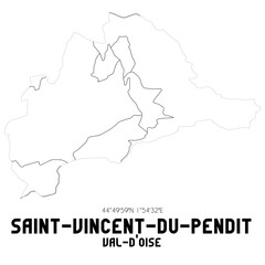 SAINT-VINCENT-DU-PENDIT Val-d'Oise. Minimalistic street map with black and white lines.