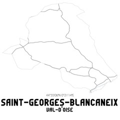 SAINT-GEORGES-BLANCANEIX Val-d'Oise. Minimalistic street map with black and white lines.