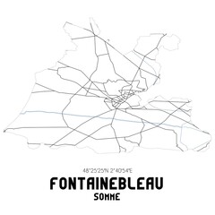 FONTAINEBLEAU Somme. Minimalistic street map with black and white lines.