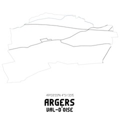 ARGERS Val-d'Oise. Minimalistic street map with black and white lines.
