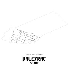 VALEYRAC Somme. Minimalistic street map with black and white lines.