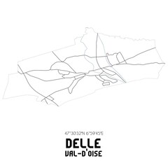DELLE Val-d'Oise. Minimalistic street map with black and white lines.