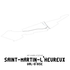 SAINT-MARTIN-L'HEUREUX Val-d'Oise. Minimalistic street map with black and white lines.