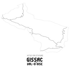 Fototapeta premium GISSAC Val-d'Oise. Minimalistic street map with black and white lines.