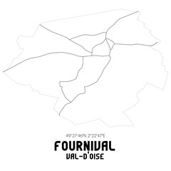 FOURNIVAL Val-d'Oise. Minimalistic street map with black and white lines.