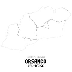 ORSANCO Val-d'Oise. Minimalistic street map with black and white lines.
