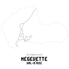 MEGEVETTE Val-d'Oise. Minimalistic street map with black and white lines.