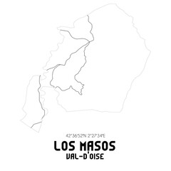 LOS MASOS Val-d'Oise. Minimalistic street map with black and white lines.