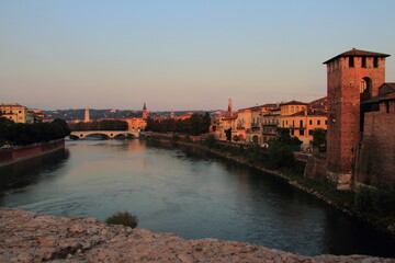 Naklejka premium Walking with a camera in the old city of Verona