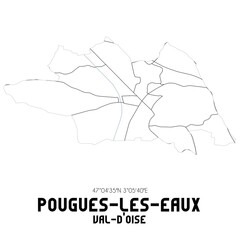 POUGUES-LES-EAUX Val-d'Oise. Minimalistic street map with black and white lines.