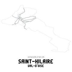 SAINT-HILAIRE Val-d'Oise. Minimalistic street map with black and white lines.