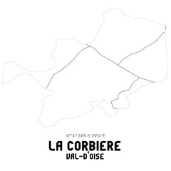 LA CORBIERE Val-d'Oise. Minimalistic street map with black and white lines.