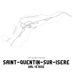 SAINT-QUENTIN-SUR-ISERE Val-d'Oise. Minimalistic street map with black and white lines.