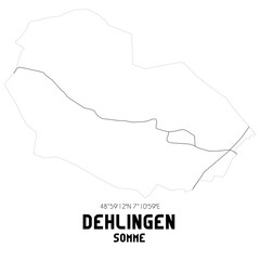 DEHLINGEN Somme. Minimalistic street map with black and white lines.