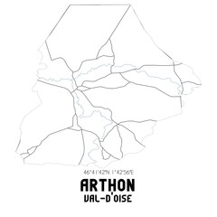 ARTHON Val-d'Oise. Minimalistic street map with black and white lines.