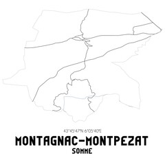 MONTAGNAC-MONTPEZAT Somme. Minimalistic street map with black and white lines.