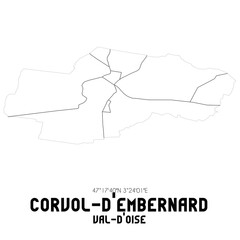 CORVOL-D'EMBERNARD Val-d'Oise. Minimalistic street map with black and white lines.