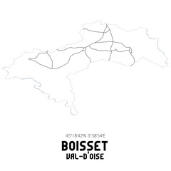 BOISSET Val-d'Oise. Minimalistic street map with black and white lines.