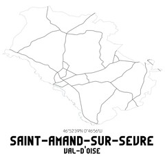 SAINT-AMAND-SUR-SEVRE Val-d'Oise. Minimalistic street map with black and white lines.