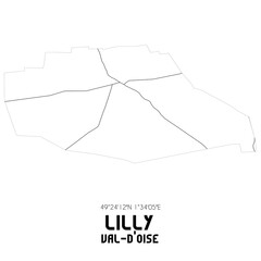 LILLY Val-d'Oise. Minimalistic street map with black and white lines.