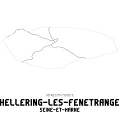 HELLERING-LES-FENETRANGE Seine-et-Marne. Minimalistic street map with black and white lines.