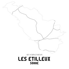 LES ETILLEUX Somme. Minimalistic street map with black and white lines.
