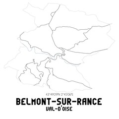 BELMONT-SUR-RANCE Val-d'Oise. Minimalistic street map with black and white lines.