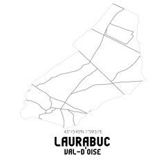 LAURABUC Val-d'Oise. Minimalistic street map with black and white lines.