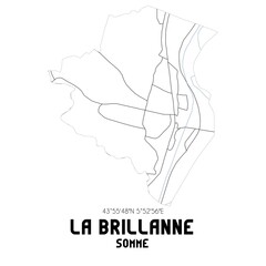 LA BRILLANNE Somme. Minimalistic street map with black and white lines.