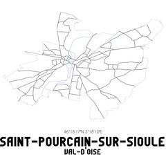 SAINT-POURCAIN-SUR-SIOULE Val-d'Oise. Minimalistic street map with black and white lines.