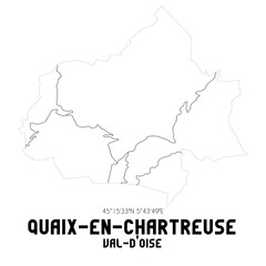 QUAIX-EN-CHARTREUSE Val-d'Oise. Minimalistic street map with black and white lines.