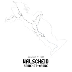 WALSCHEID Seine-et-Marne. Minimalistic street map with black and white lines.