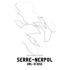 SERRE-NERPOL Val-d'Oise. Minimalistic street map with black and white lines.