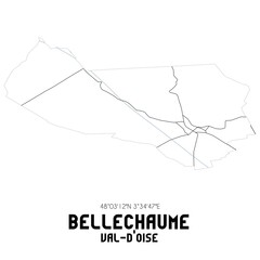 BELLECHAUME Val-d'Oise. Minimalistic street map with black and white lines.