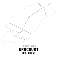 VROCOURT Val-d'Oise. Minimalistic street map with black and white lines.